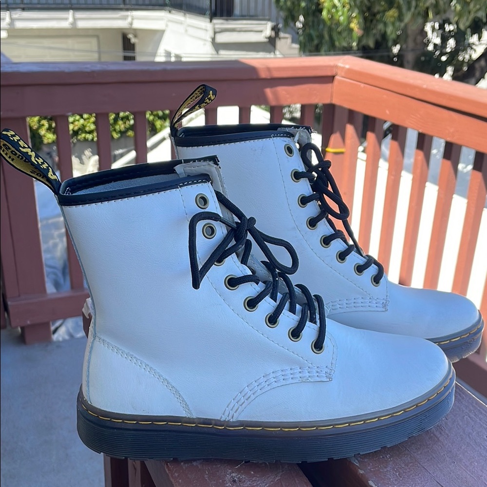 Dr. Martens White Leather Boots